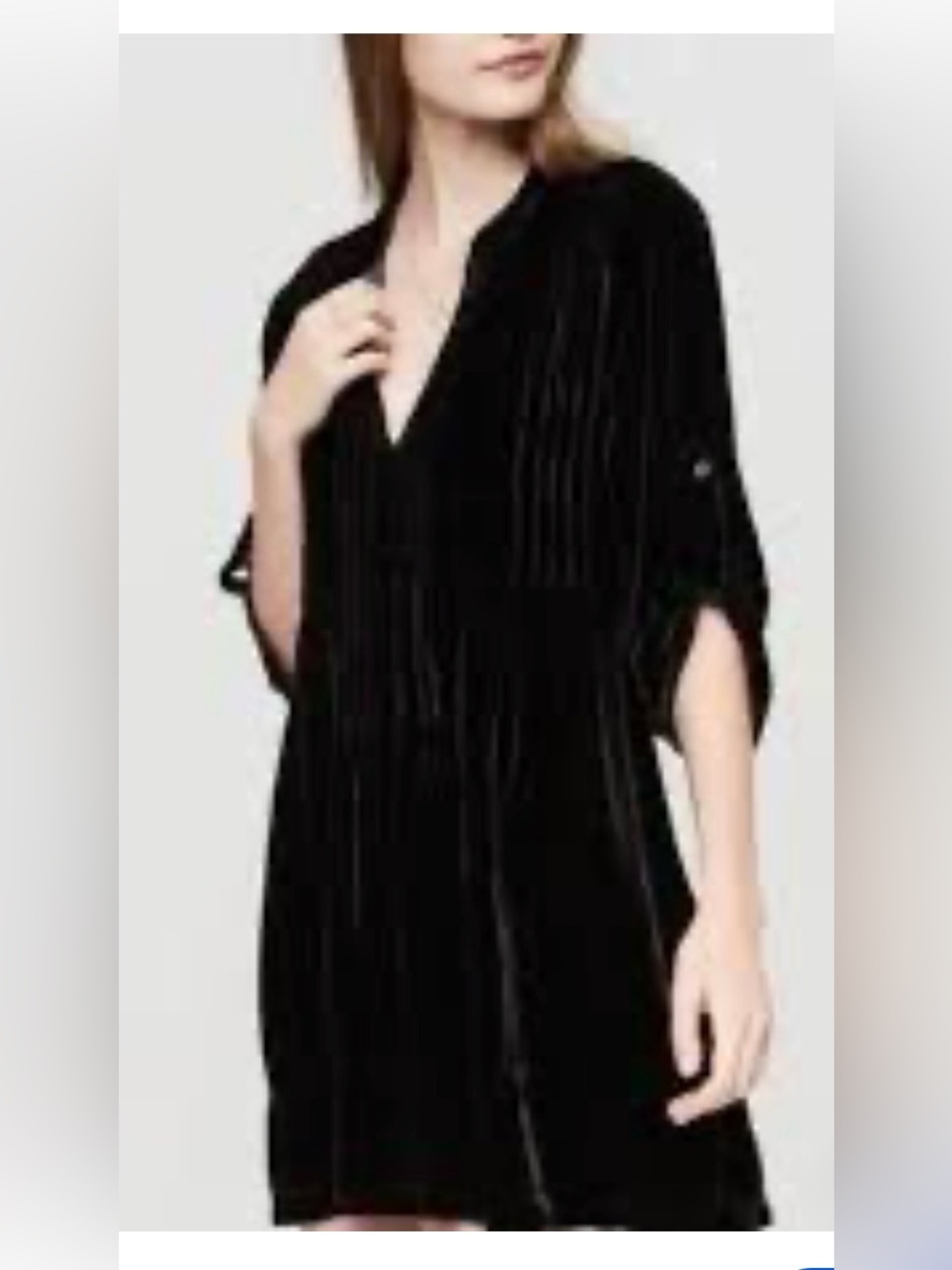 CP Shades Black Velvet Regina Style V-Neck Tunic Dress. Size Small.